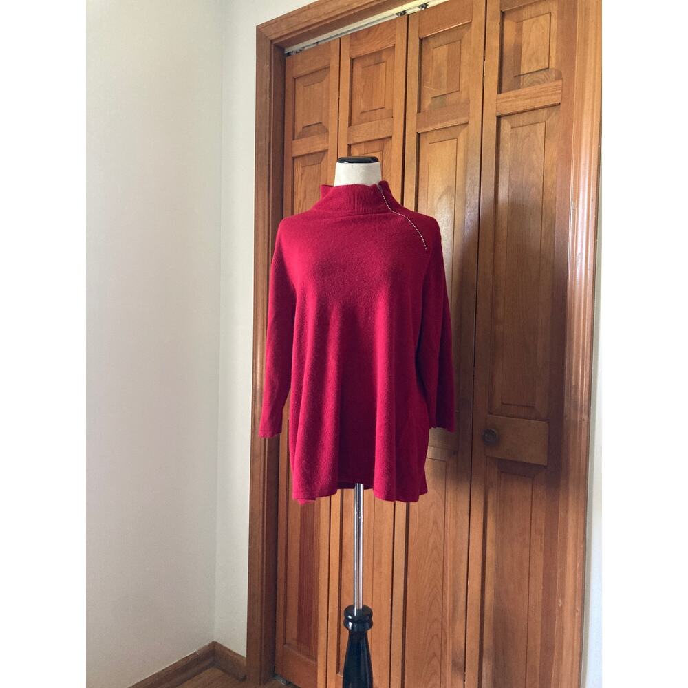 Luxe Maroon Pullover Sweater, Size 1X